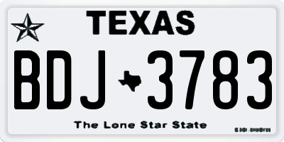 TX license plate BDJ3783