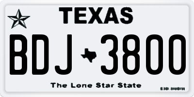 TX license plate BDJ3800