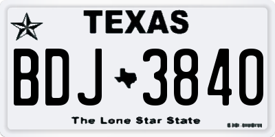 TX license plate BDJ3840