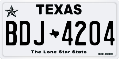 TX license plate BDJ4204