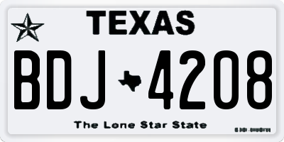 TX license plate BDJ4208