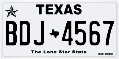 TX license plate BDJ4567