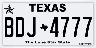 TX license plate BDJ4777
