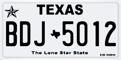 TX license plate BDJ5012