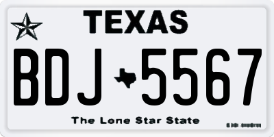 TX license plate BDJ5567