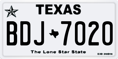 TX license plate BDJ7020