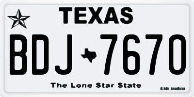 TX license plate BDJ7670