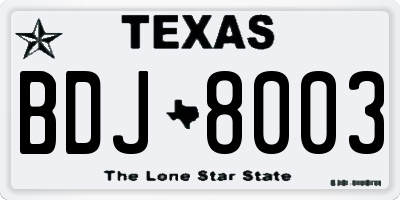 TX license plate BDJ8003