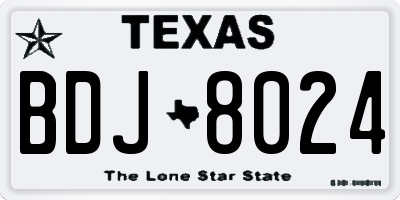TX license plate BDJ8024