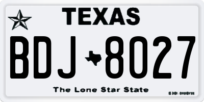 TX license plate BDJ8027