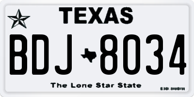 TX license plate BDJ8034