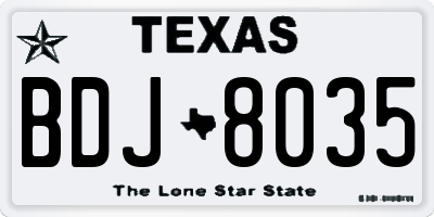 TX license plate BDJ8035