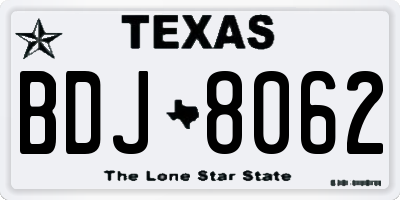 TX license plate BDJ8062
