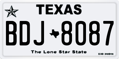 TX license plate BDJ8087