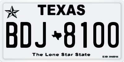 TX license plate BDJ8100