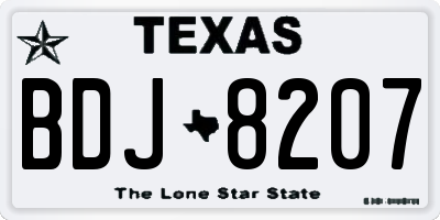 TX license plate BDJ8207
