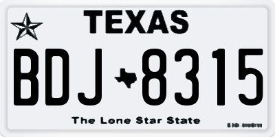 TX license plate BDJ8315