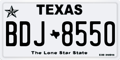 TX license plate BDJ8550