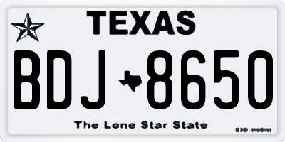 TX license plate BDJ8650