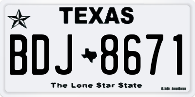 TX license plate BDJ8671
