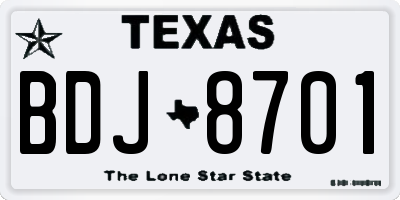 TX license plate BDJ8701