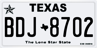 TX license plate BDJ8702