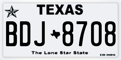 TX license plate BDJ8708