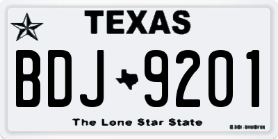 TX license plate BDJ9201