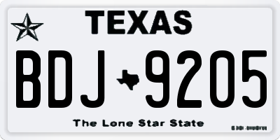 TX license plate BDJ9205