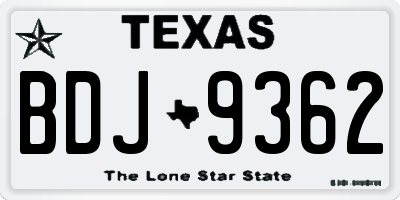 TX license plate BDJ9362