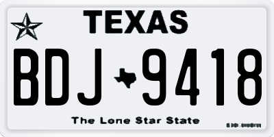 TX license plate BDJ9418