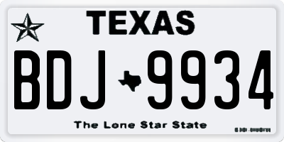 TX license plate BDJ9934