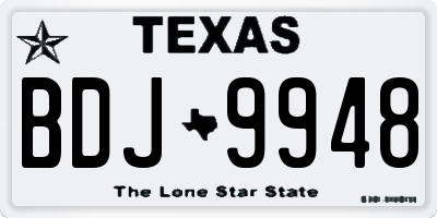 TX license plate BDJ9948