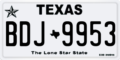 TX license plate BDJ9953