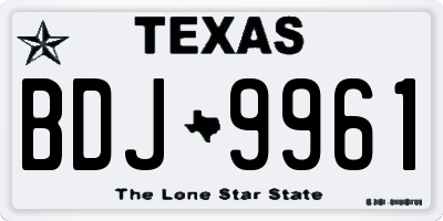 TX license plate BDJ9961