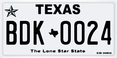 TX license plate BDK0024
