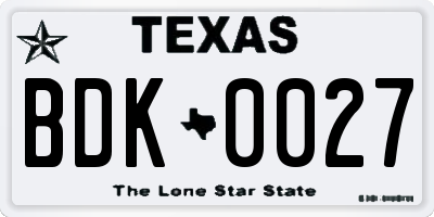 TX license plate BDK0027