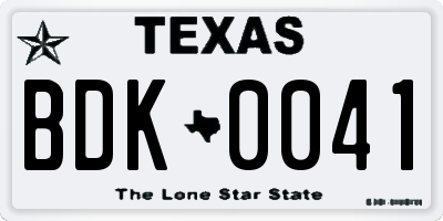 TX license plate BDK0041