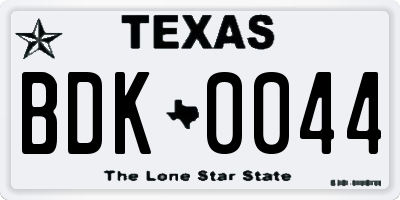 TX license plate BDK0044