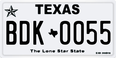 TX license plate BDK0055