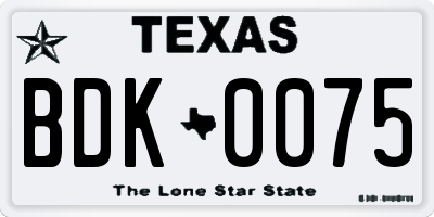TX license plate BDK0075