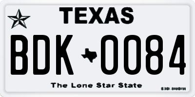 TX license plate BDK0084