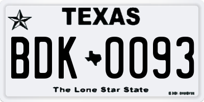 TX license plate BDK0093