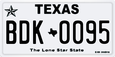 TX license plate BDK0095