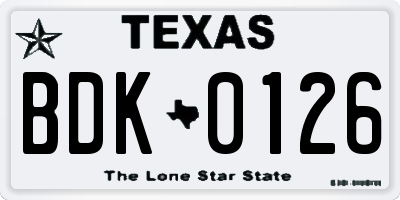 TX license plate BDK0126