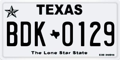 TX license plate BDK0129