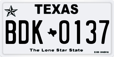 TX license plate BDK0137