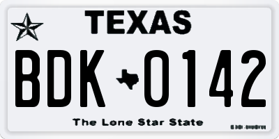 TX license plate BDK0142