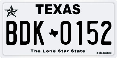 TX license plate BDK0152