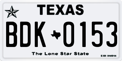 TX license plate BDK0153